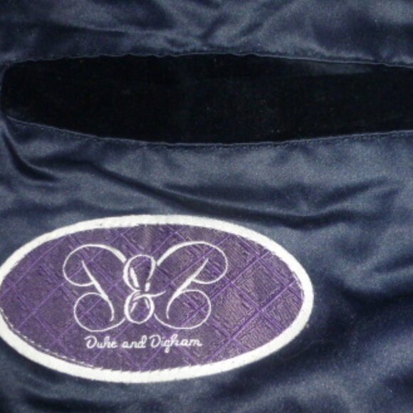 Men's Velvet Smoking Jacket / Quilted Robe-Style Dinner Coat – Navy Blue – Size - Picture 6 of 10